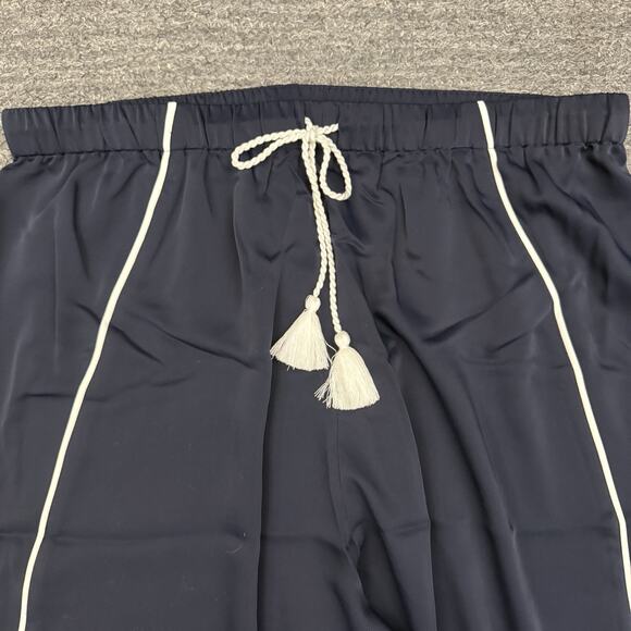 Negative Supreme Jogger Pants Women XL Navy Blue Satin Drawstring Slinky Sleep - Picture 9 of 11